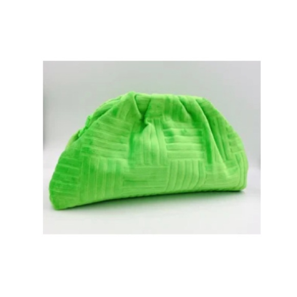 B & C Bags Green Along The Lines Plush Clutch